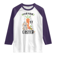 Personalized Easter Day Raglan Shirt Custom Text 1st Easter Cute Bunny Carrot
