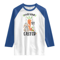 Personalized Easter Day Raglan Shirt Custom Text 1st Easter Cute Bunny Carrot