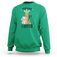 Personalized Easter Day Sweatshirt Custom Text 1st Easter Cute Bunny Carrot