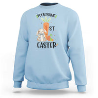 Personalized Easter Day Sweatshirt Custom Text 1st Easter Cute Bunny Carrot