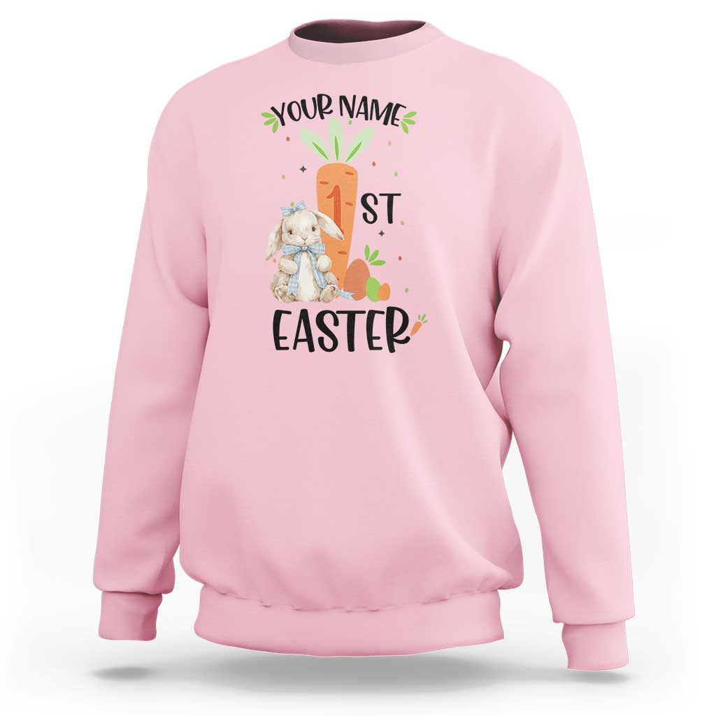 Personalized Easter Day Sweatshirt Custom Text 1st Easter Cute Bunny Carrot
