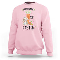 Personalized Easter Day Sweatshirt Custom Text 1st Easter Cute Bunny Carrot