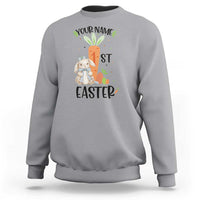 Personalized Easter Day Sweatshirt Custom Text 1st Easter Cute Bunny Carrot
