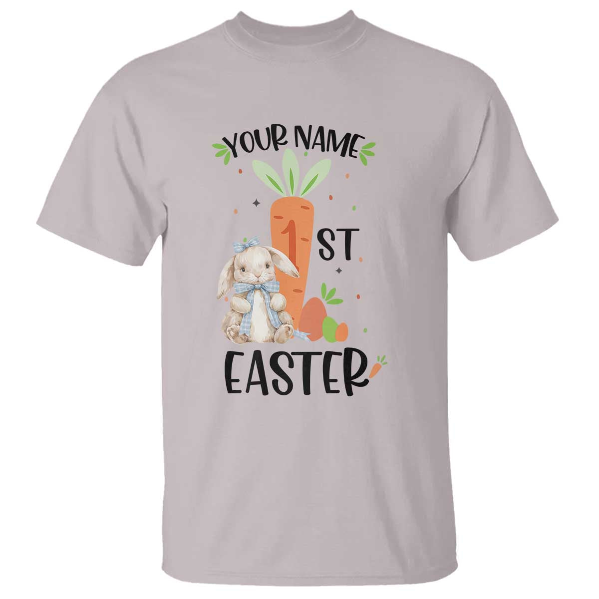 Personalized Easter Day T Shirt Custom Text 1st Easter Cute Bunny Carrot