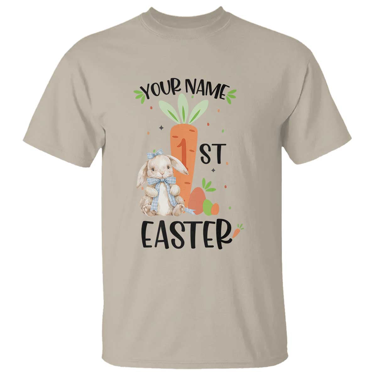 Personalized Easter Day T Shirt Custom Text 1st Easter Cute Bunny Carrot