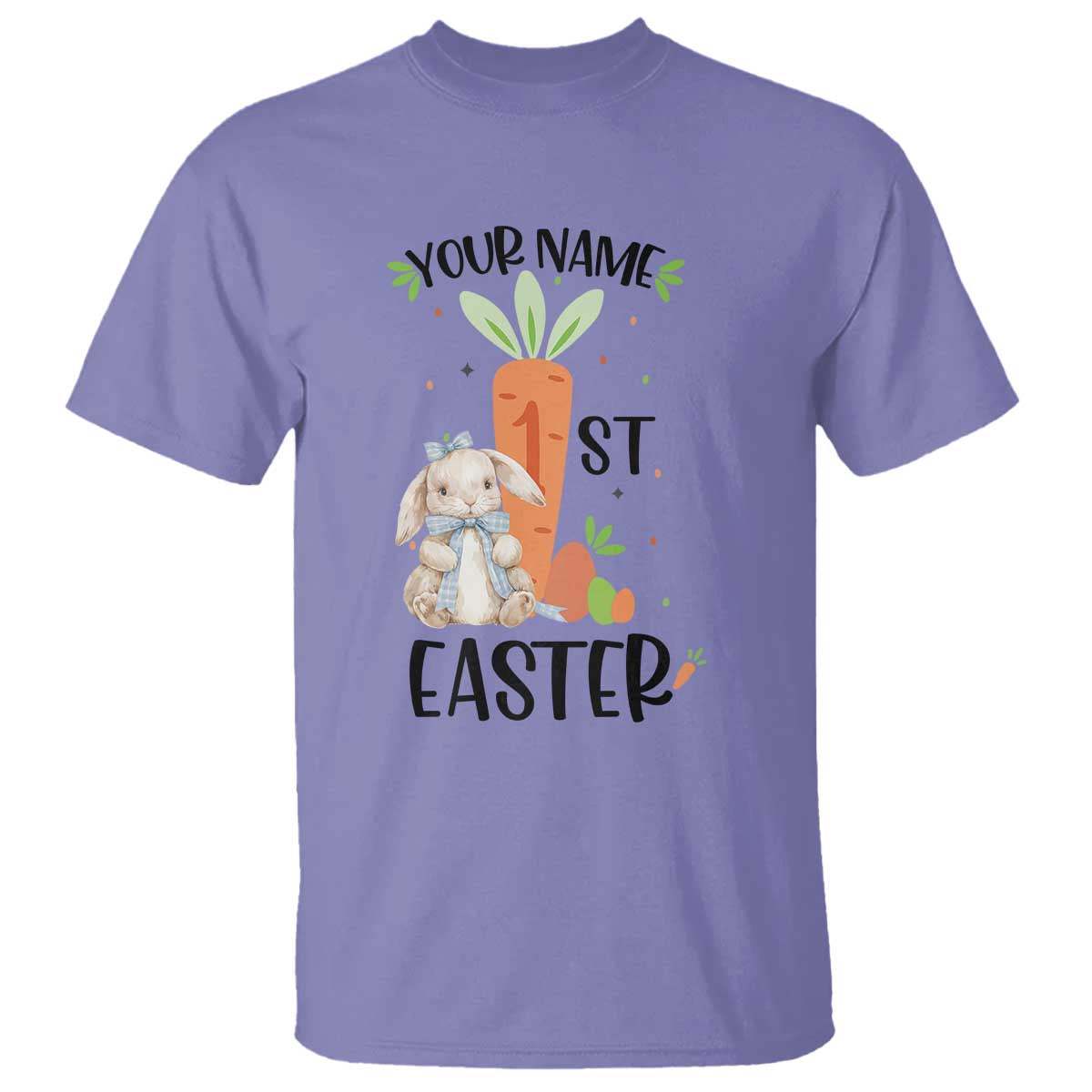 Personalized Easter Day T Shirt Custom Text 1st Easter Cute Bunny Carrot