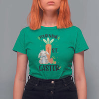 Personalized Easter Day T Shirt For Women Custom Text 1st Easter Cute Bunny Carrot