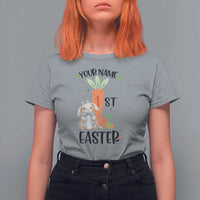Personalized Easter Day T Shirt For Women Custom Text 1st Easter Cute Bunny Carrot