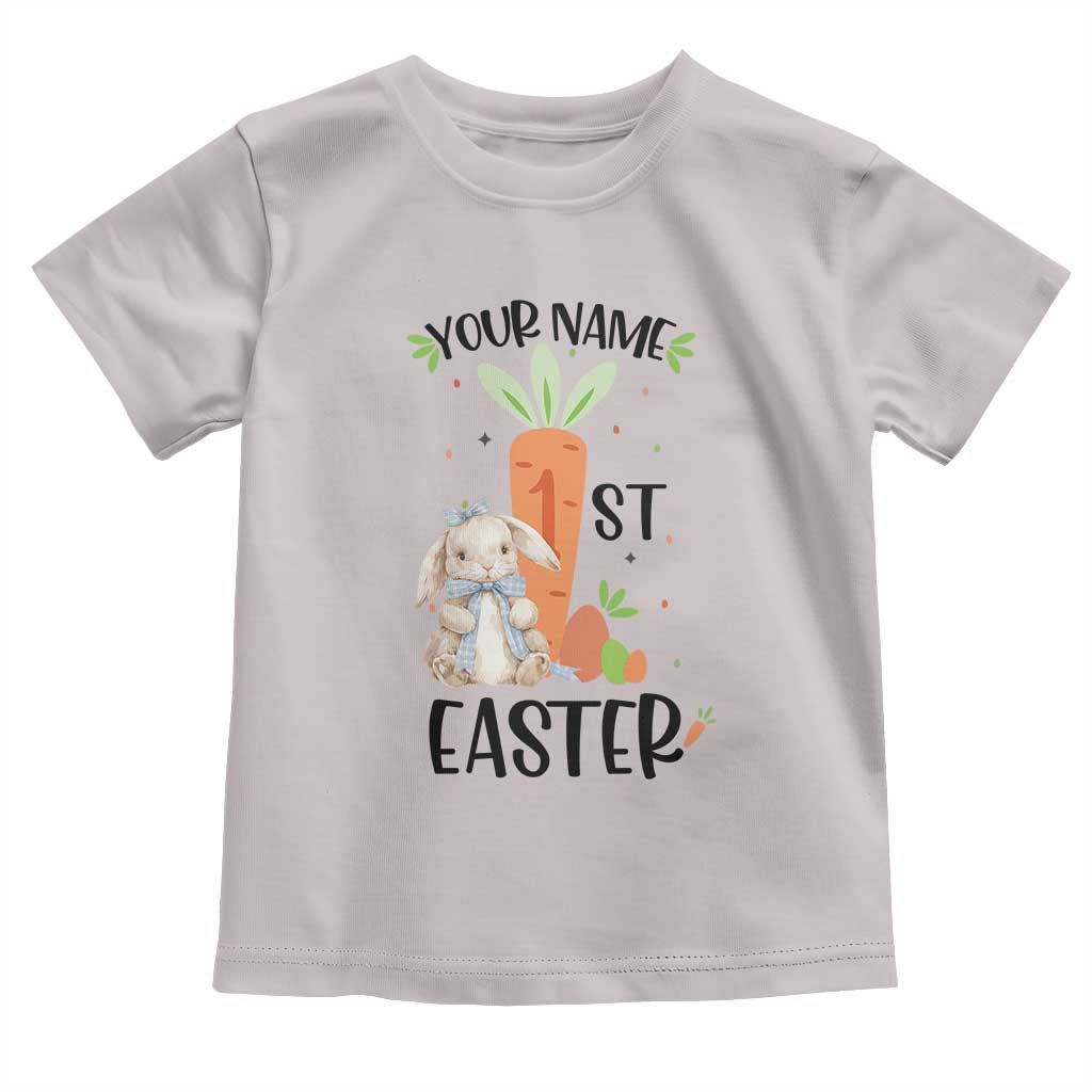 Personalized Easter Day Toddler T Shirt Custom Text 1st Easter Cute Bunny Carrot