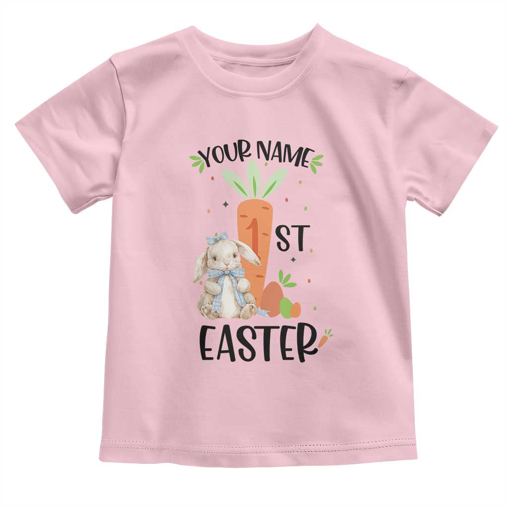 Personalized Easter Day Toddler T Shirt Custom Text 1st Easter Cute Bunny Carrot