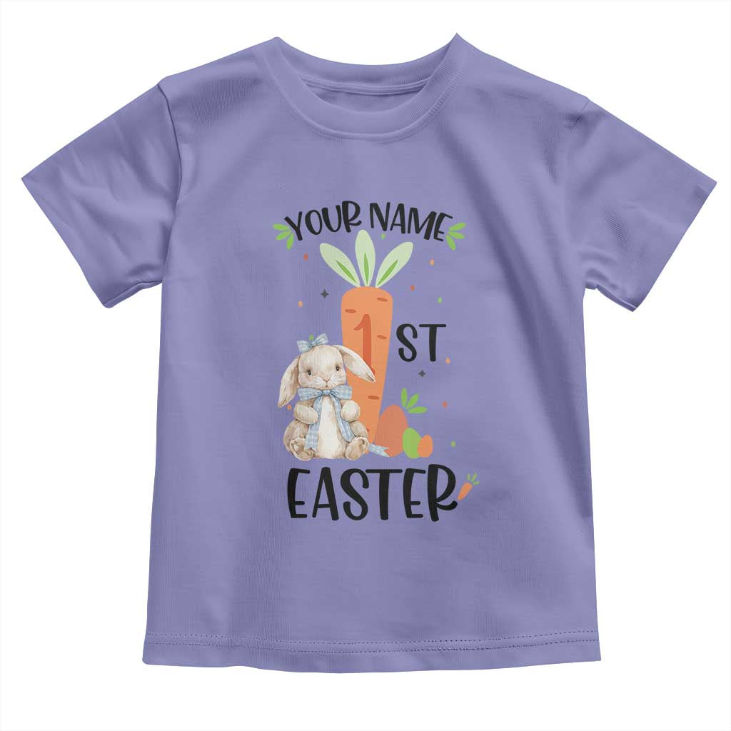 Personalized Easter Day Toddler T Shirt Custom Text 1st Easter Cute Bunny Carrot