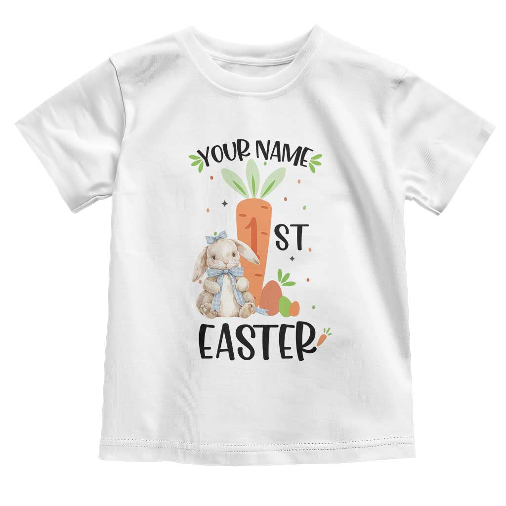 Personalized Easter Day Toddler T Shirt Custom Text 1st Easter Cute Bunny Carrot
