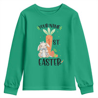 Personalized Easter Day Youth Sweatshirt Custom Text 1st Easter Cute Bunny Carrot