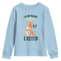 Personalized Easter Day Youth Sweatshirt Custom Text 1st Easter Cute Bunny Carrot