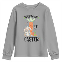 Personalized Easter Day Youth Sweatshirt Custom Text 1st Easter Cute Bunny Carrot