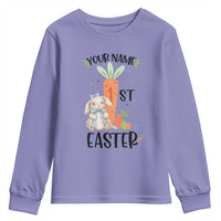 Personalized Easter Day Youth Sweatshirt Custom Text 1st Easter Cute Bunny Carrot