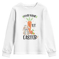 Personalized Easter Day Youth Sweatshirt Custom Text 1st Easter Cute Bunny Carrot