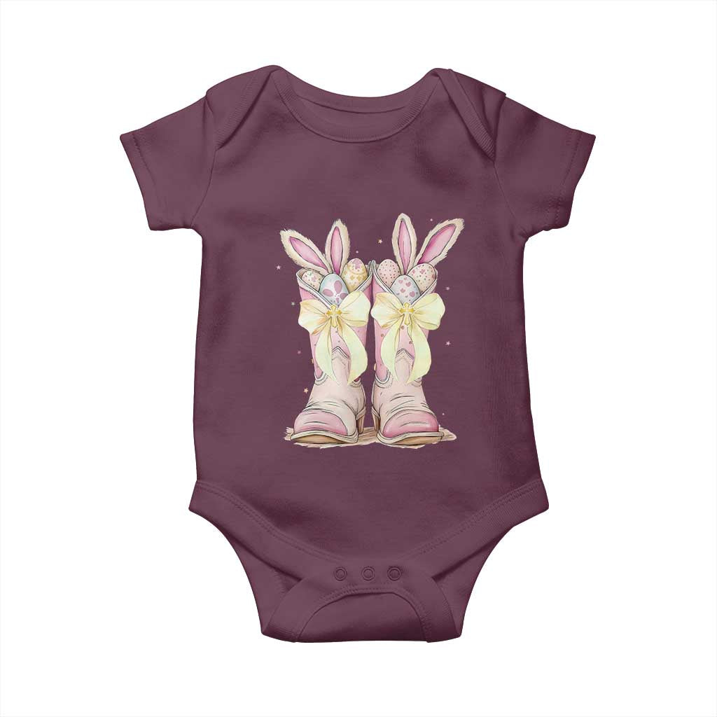 Funny Easter Day Cowgirl Egg Cowboy Boots Baby Onesie