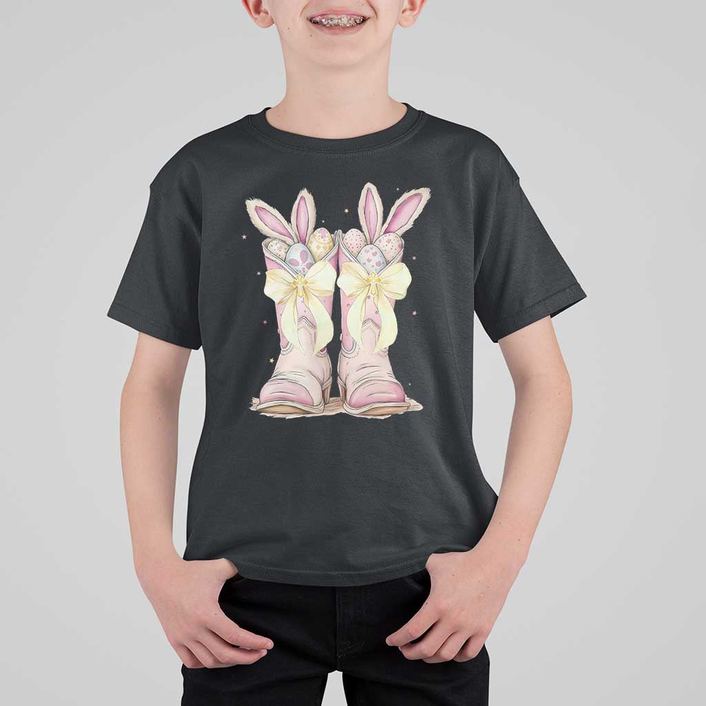Funny Easter Day Cowgirl Egg Cowboy Boots T Shirt For Kid