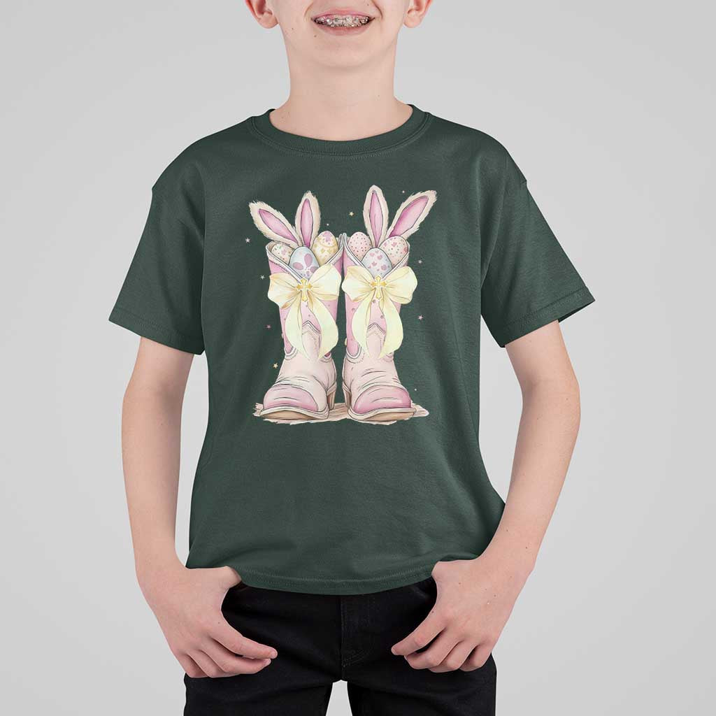Funny Easter Day Cowgirl Egg Cowboy Boots T Shirt For Kid
