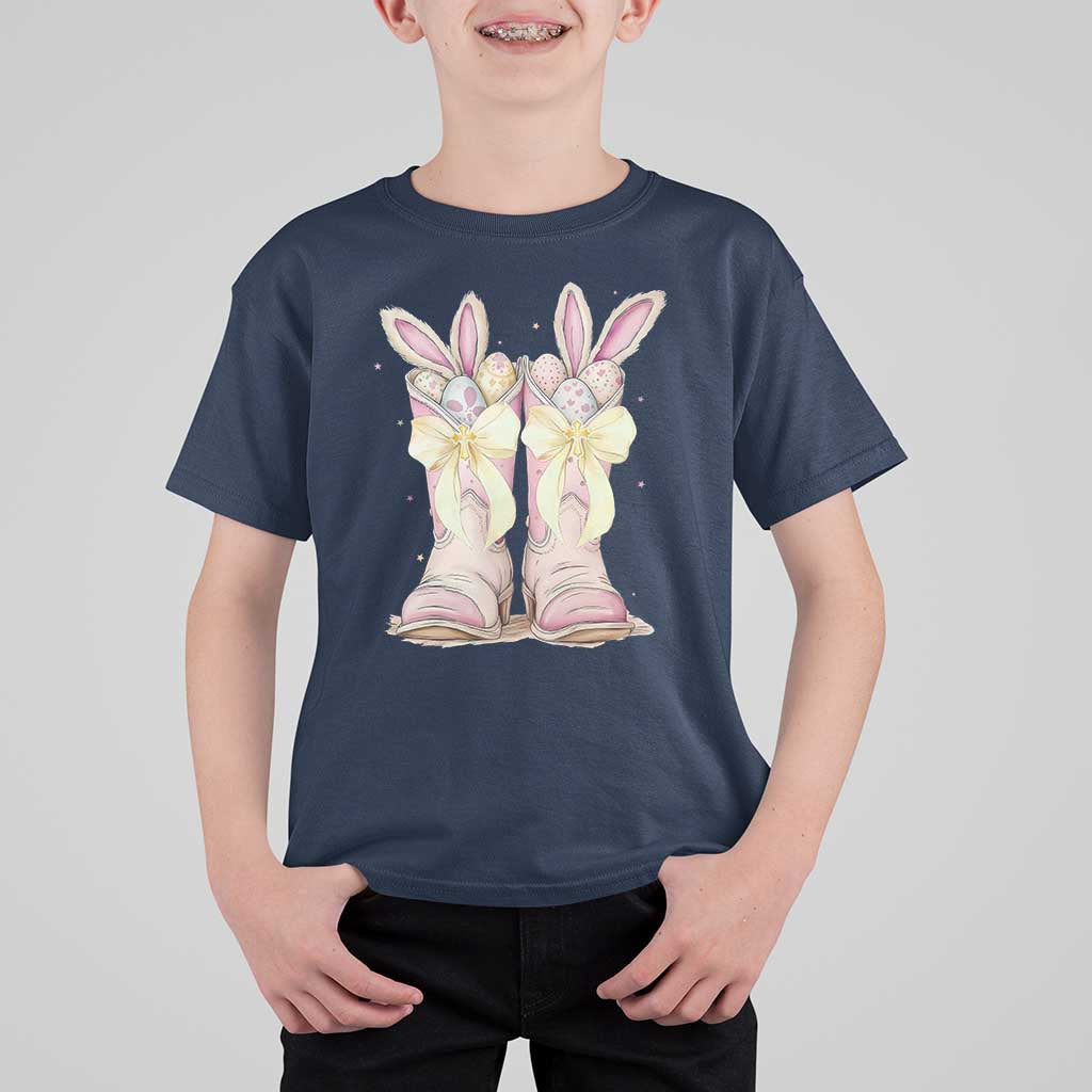 Funny Easter Day Cowgirl Egg Cowboy Boots T Shirt For Kid