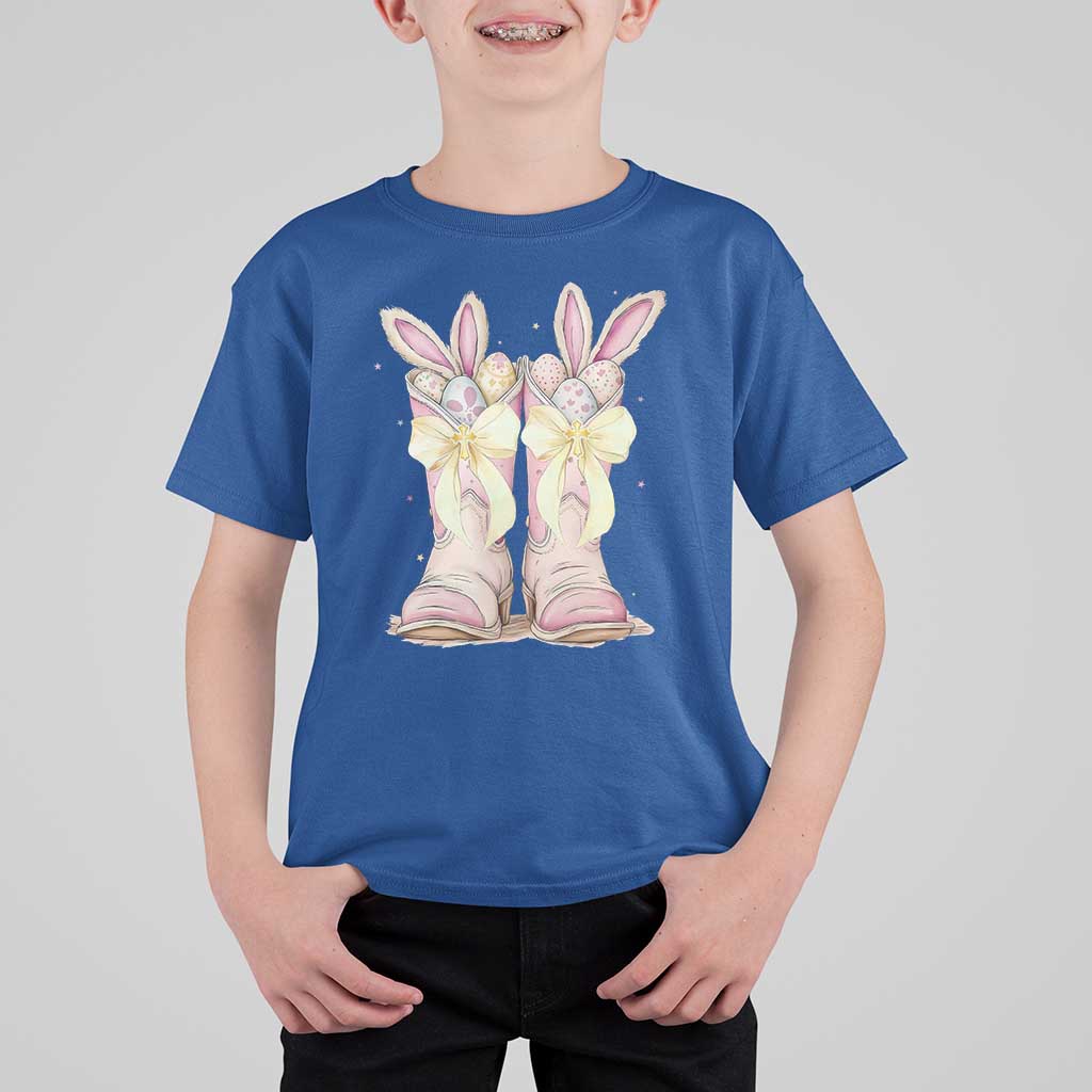 Funny Easter Day Cowgirl Egg Cowboy Boots T Shirt For Kid