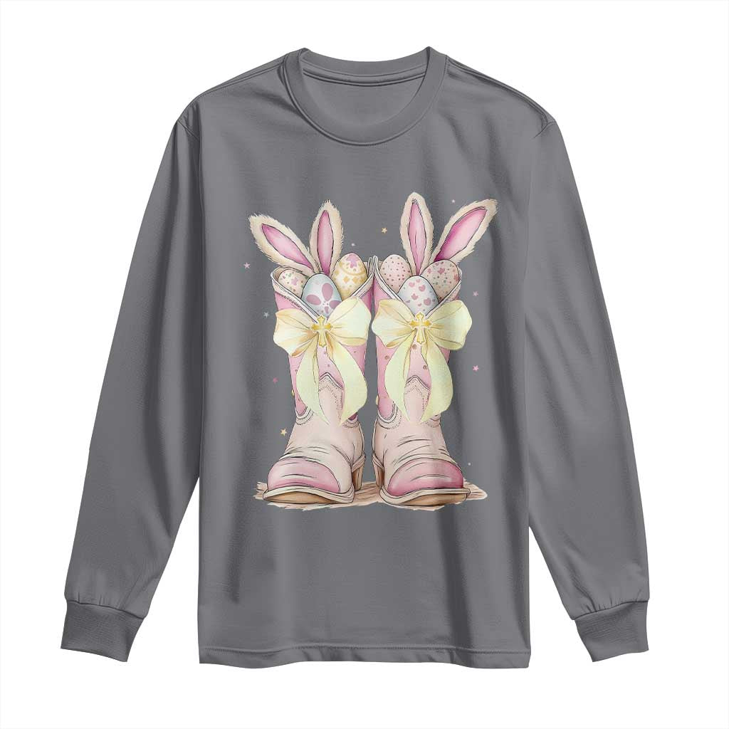Funny Easter Day Cowgirl Egg Cowboy Boots Long Sleeve Shirt