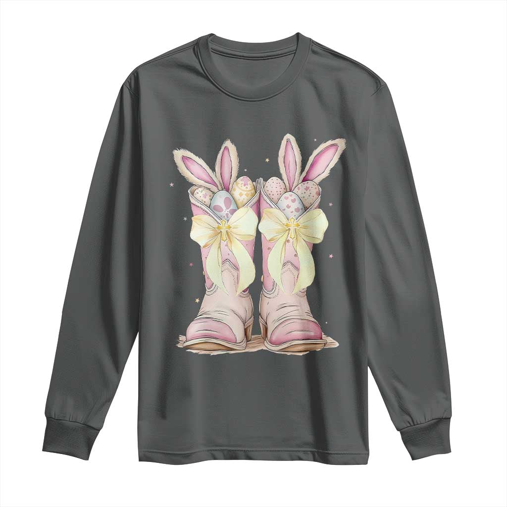 Funny Easter Day Cowgirl Egg Cowboy Boots Long Sleeve Shirt