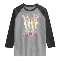 Funny Easter Day Cowgirl Egg Cowboy Boots Raglan Shirt