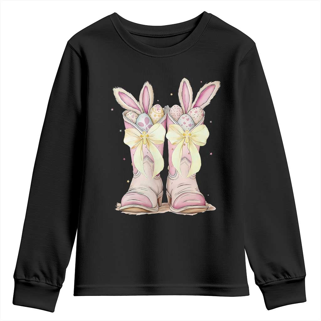 Funny Easter Day Cowgirl Egg Cowboy Boots Youth Sweatshirt