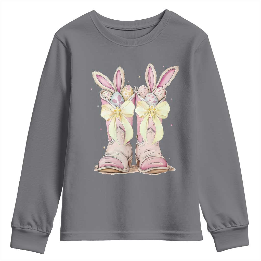 Funny Easter Day Cowgirl Egg Cowboy Boots Youth Sweatshirt