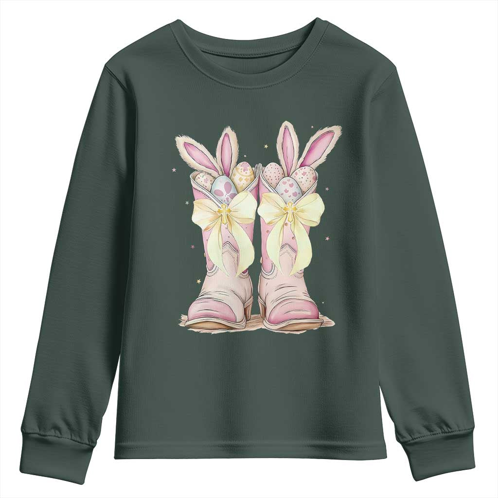 Funny Easter Day Cowgirl Egg Cowboy Boots Youth Sweatshirt