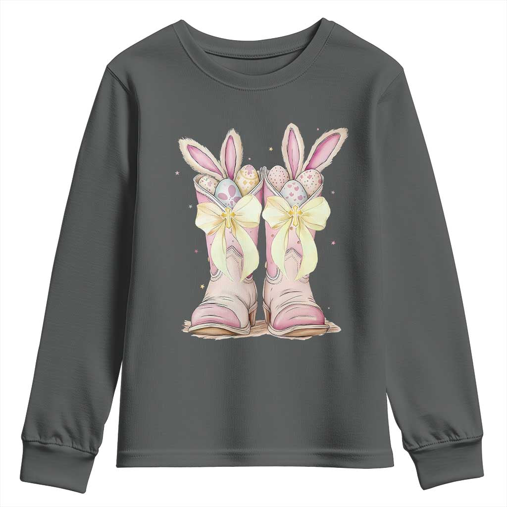 Funny Easter Day Cowgirl Egg Cowboy Boots Youth Sweatshirt