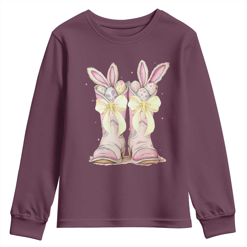 Funny Easter Day Cowgirl Egg Cowboy Boots Youth Sweatshirt