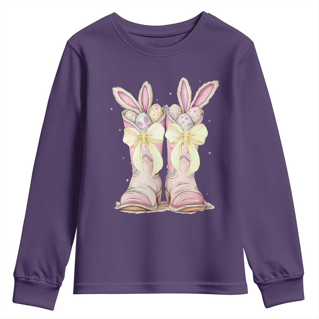 Funny Easter Day Cowgirl Egg Cowboy Boots Youth Sweatshirt