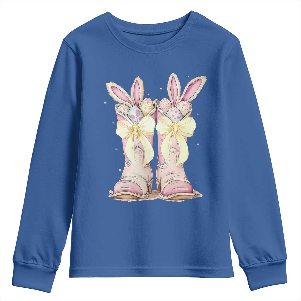 Funny Easter Day Cowgirl Egg Cowboy Boots Youth Sweatshirt