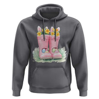 Funny Easter Day Gardening Hoodie Gardener Boots Bunny Ears Colorful Eggs