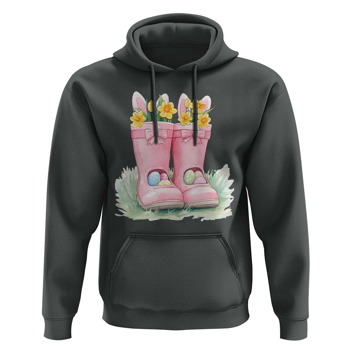 Funny Easter Day Gardening Hoodie Gardener Boots Bunny Ears Colorful Eggs