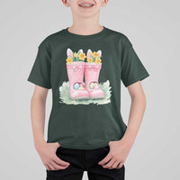 Funny Easter Day Gardening T Shirt For Kid Gardener Boots Bunny Ears Colorful Eggs