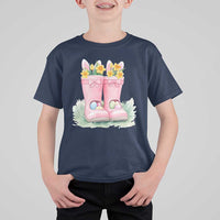 Funny Easter Day Gardening T Shirt For Kid Gardener Boots Bunny Ears Colorful Eggs