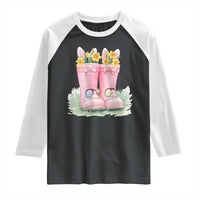 Funny Easter Day Gardening Raglan Shirt Gardener Boots Bunny Ears Colorful Eggs