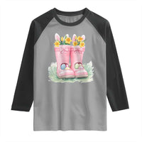 Funny Easter Day Gardening Raglan Shirt Gardener Boots Bunny Ears Colorful Eggs