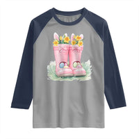 Funny Easter Day Gardening Raglan Shirt Gardener Boots Bunny Ears Colorful Eggs