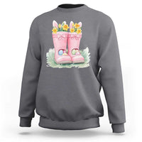 Funny Easter Day Gardening Sweatshirt Gardener Boots Bunny Ears Colorful Eggs