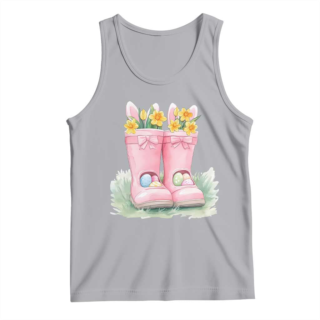 Funny Easter Day Gardening Tank Top Gardener Boots Bunny Ears Colorful Eggs