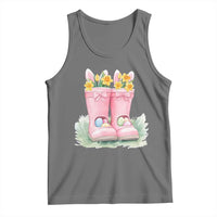 Funny Easter Day Gardening Tank Top Gardener Boots Bunny Ears Colorful Eggs