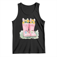 Funny Easter Day Gardening Tank Top Gardener Boots Bunny Ears Colorful Eggs