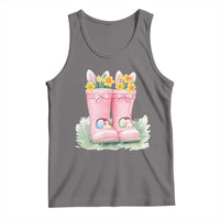 Funny Easter Day Gardening Tank Top Gardener Boots Bunny Ears Colorful Eggs