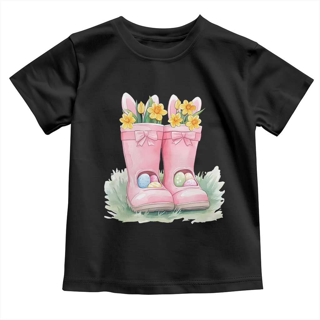 Funny Easter Day Gardening Toddler T Shirt Gardener Boots Bunny Ears Colorful Eggs