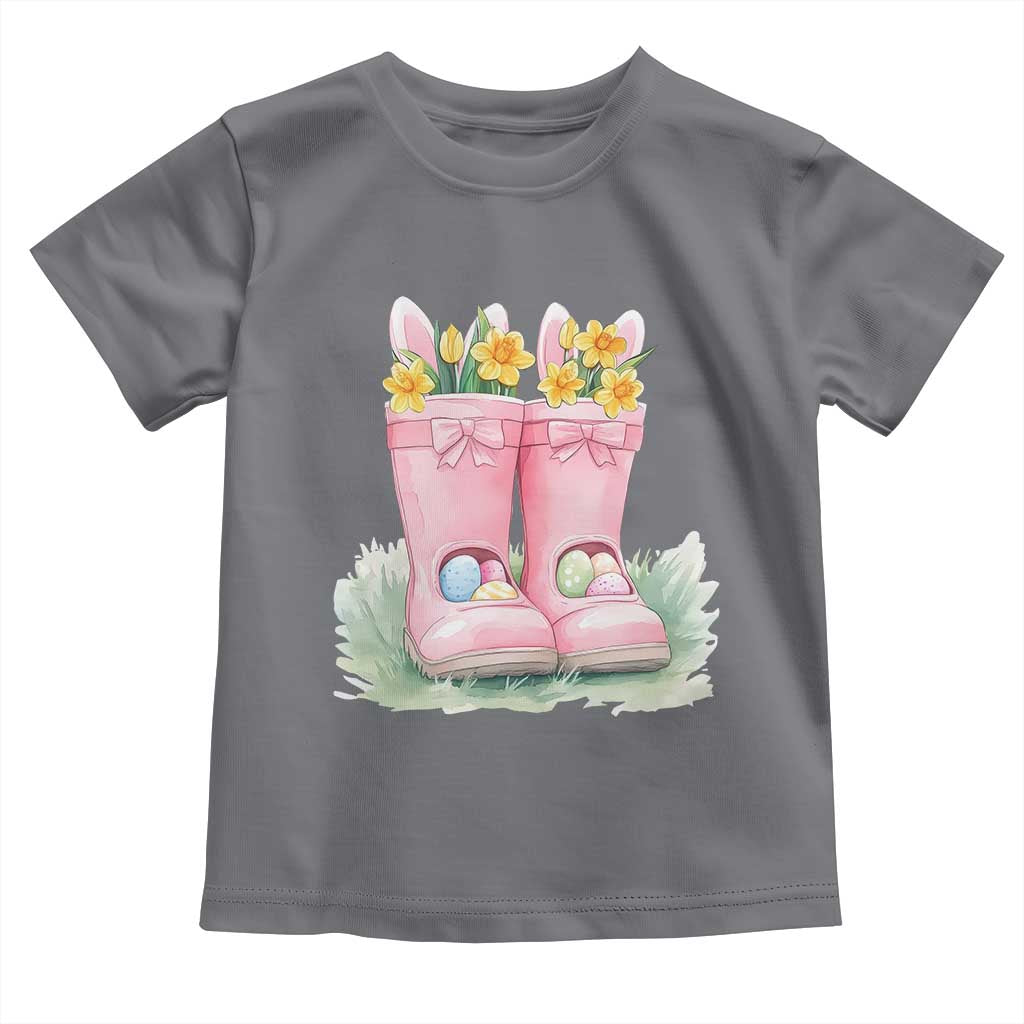 Funny Easter Day Gardening Toddler T Shirt Gardener Boots Bunny Ears Colorful Eggs